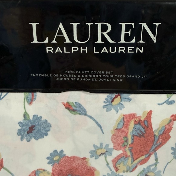 Ralph Lauren King KYLAH Floral Duvet Shams Set Red Blue Poppies New Open Bag - Picture 6 of 6